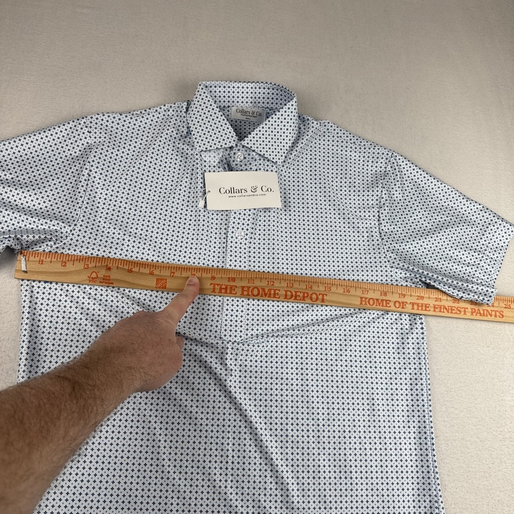 New! Collars & Co Mens Featherweight Geo White Print Small Golf Performance - Picture 3 of 8